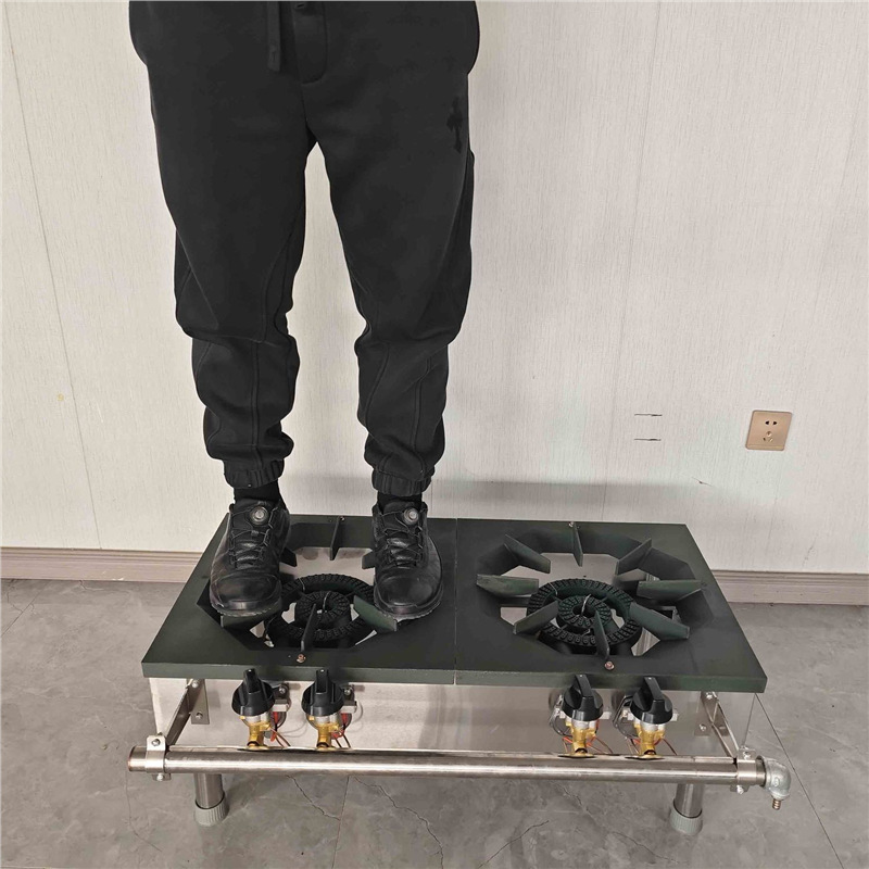 Comercial de estilo coreano de bajo contenido de aluminio de acero inoxidable de doble ojo de ahorro de energía de gas horno de pies bajos horno de sopa de suspensión horno de niños bajos