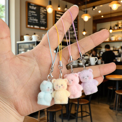 樹脂植毛かわいい立体クマ携帯電話ペンダントカップル男性と女性の USB ペンダントバッグペンダント携帯電話チェーン