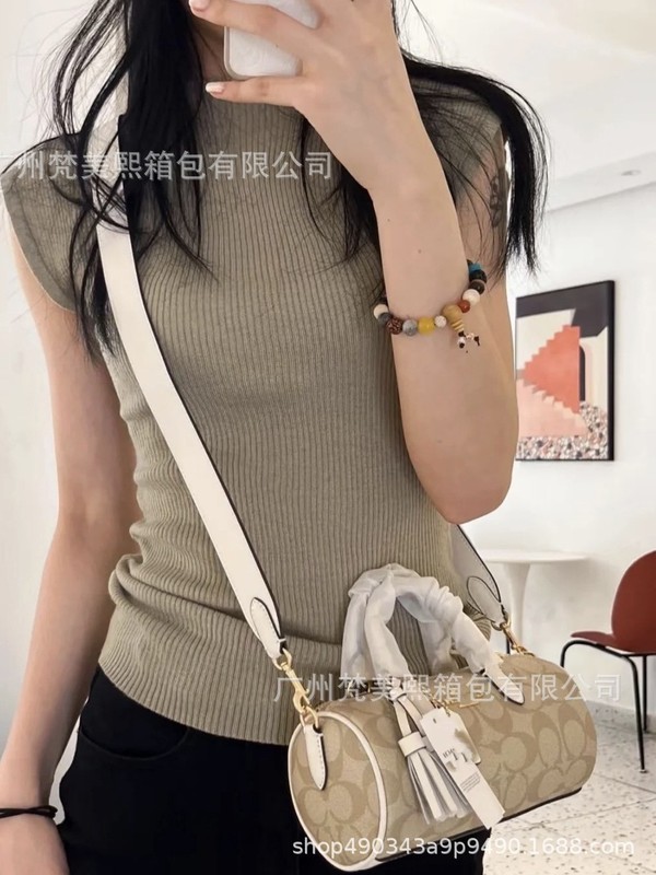 高品质蔻家涂层老花Lacey 20笔筒包欧美复古单肩斜挎包手提圆筒包|undefined