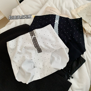 赫本優雅風裸感無痕一片式內褲女奶油純欲波點俏皮少女中腰三角褲