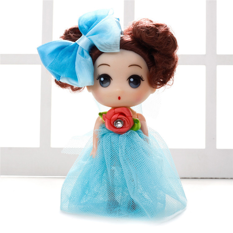 Children's Creative 12cm Baking Cross-Border Cake Wholesale Trendy Confused Barbie Wedding Dress Keychain Pendant Doll