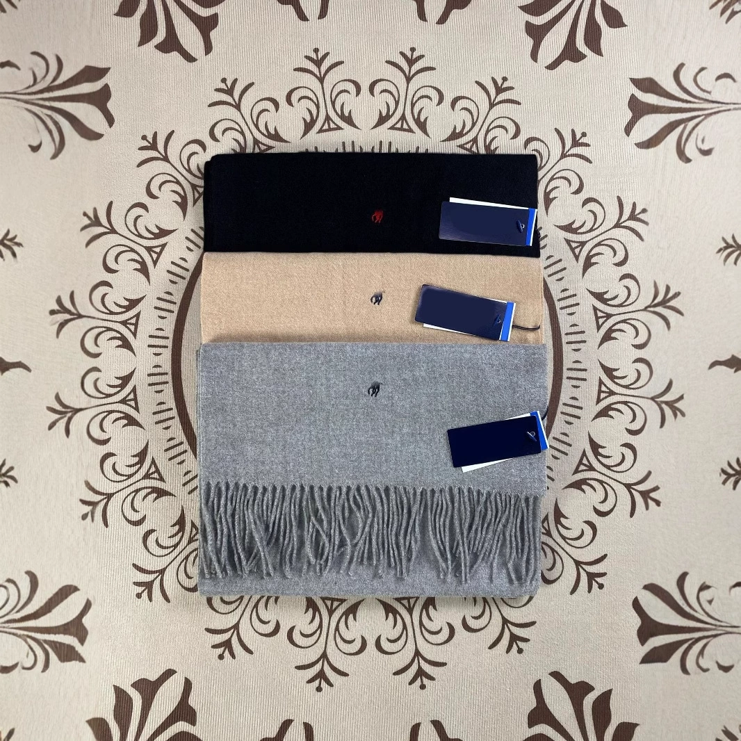 RL Rlaf Po маркировка имитация кашемирового шарфа теплый холодный шарф шарф зимняя вышивка кисточка высокого уровня