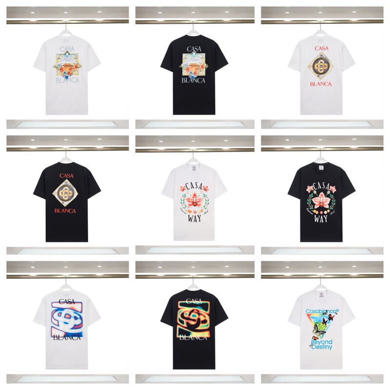 Cross-Border Summer Casablanca 26 Spring/Summer New Model Fantasy Gate Starry Sky Castle Casa Letter Logo Short Sleeve