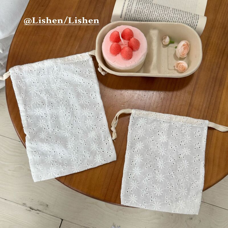 New Hollow Lace Drawstring Drawstring Storage Bag, Sundry Small Cloth Bag, Lipstick Coin Purse, Headphone Organizer Bag, Light and Thin