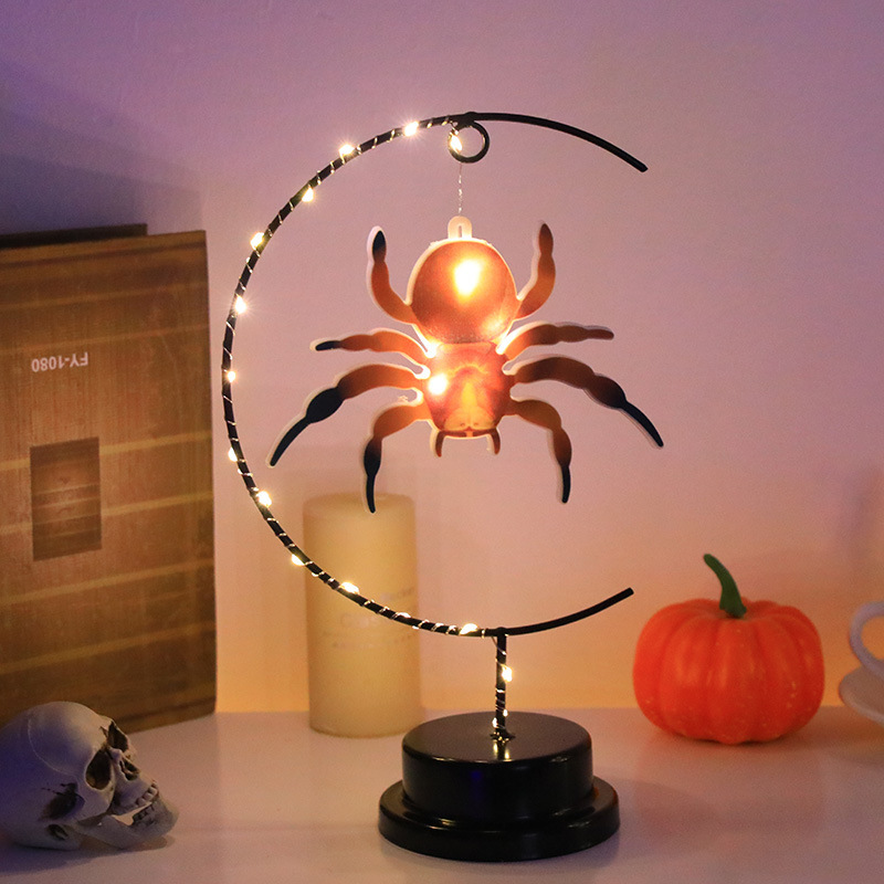 ハロウィーン新商品鉄芸魔女造形灯クモコウモリled銅線灯鬼節パーティー雰囲気装飾灯|undefined