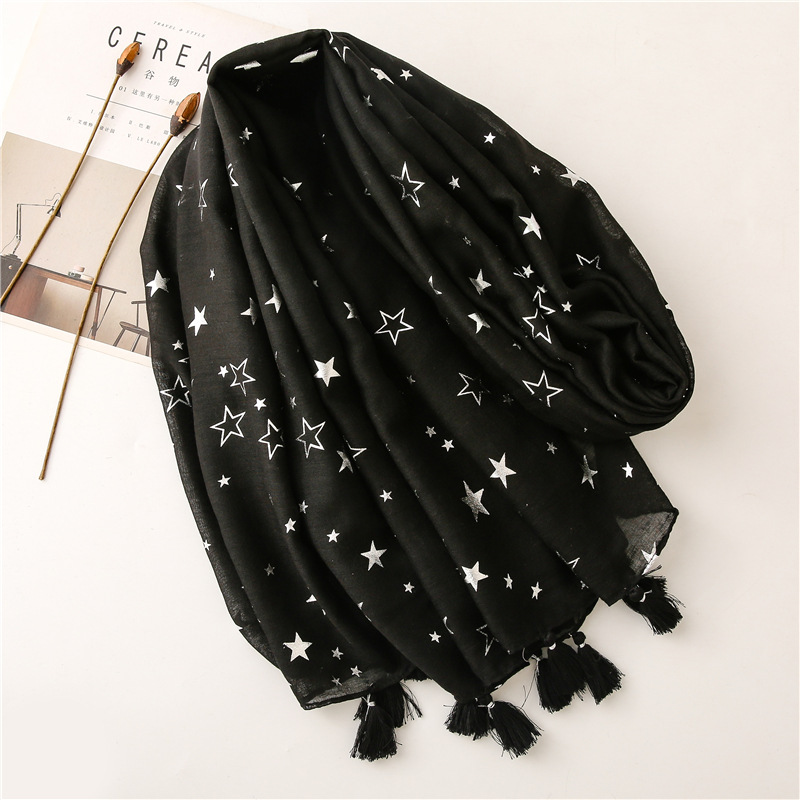 Wholesale Retro Black Five-pointed Star Tassel Shawl Nihaojewelry display picture 4