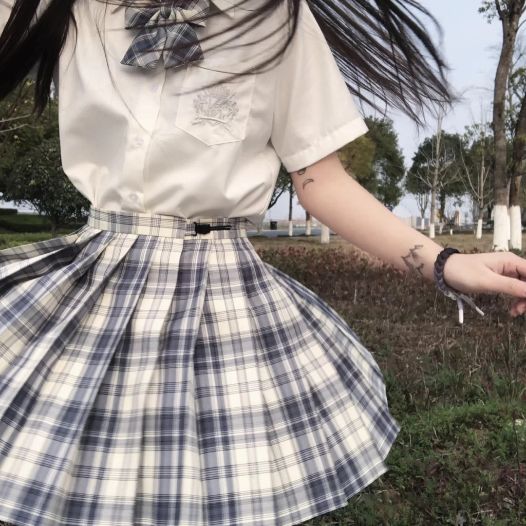 日系jk格子裙青少年春夏jk制服全套刺绣衬衫温柔一刀水手服百褶裙-阿里巴巴