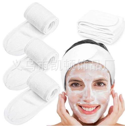 Banda para el cabello para el lavado de cara transfronterizo, máscara de maquillaje, pañuelo en la cabeza, cinta para el cabello con velcro, poliéster
