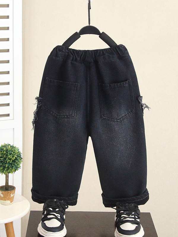 6974 pantalones para niños jeans para niños de invierno más engrosamiento de terciopelo 2025 nuevos pantalones rectos de terciopelo para niños y bebés