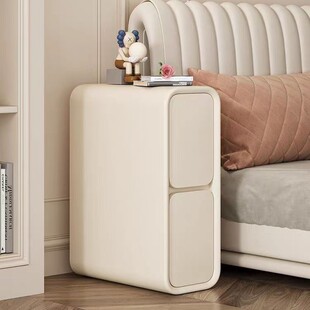 Cream Bedside Table Light Luxury French Style Solid Wood Small Ultra Narrow Gap 20cm Mini Modern Simple Bedside Artificial Panel