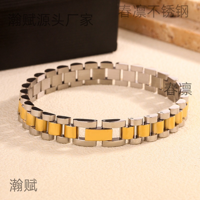 新しいステンレス鋼真空メッキ非退色時計ストラップブレスレット 18 k ゴールドヒップホップファッション絶妙なジュエリー卸売|undefined