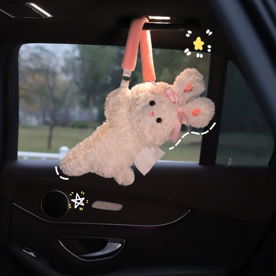 the side of the car seat — Car tissue box/set - cute-little-rabbit-hanging-tissue-box