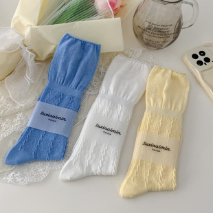 suxinaimin Ballet Style Socks Women's Thin Breathable Ins Trendy Solid Color Miu Style Showcase Stacked Socks