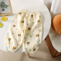 Class a new style children's style anti-mosquito pants baby pure cotton gauze outer bloomers boys and girls cotton trousers