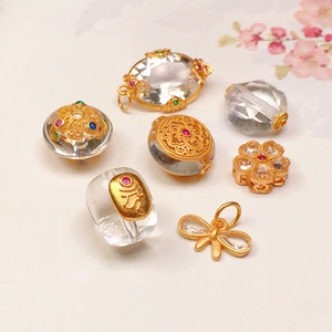 Natural White Crystal Accessories s925 Silver Gold Plated Bracelet Necklace Rope String Ornaments diy Handmade Bead Semi-finished Products