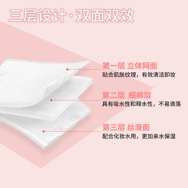 222 piezas de algodón cosmético espeso, algodón sandwich de doble cara desechable de algodón húmedo de aplicación transfronteriza exclusiva VN CXT002