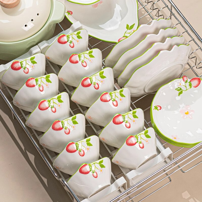 Dinnerware Set for Home Use 2026 New Model Jingdezhen Hand-Painted Ceramic Tableware Bowls and Plates with Underglaze Color for Housewarming