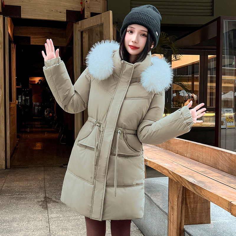 2025 ropa de algodón de invierno para mujeres nueva estilo de estilo extranjero coreano delgado simple sombrero desmontable abrigo de algodón