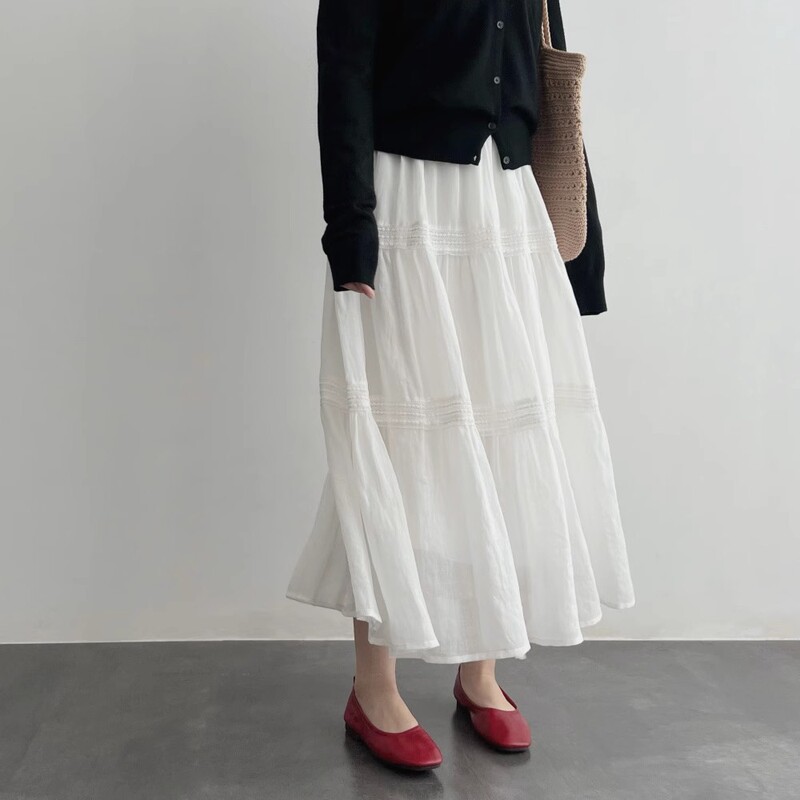 French-Style Lace Half-Skirt for Women, Thin Spring-Summer Design, High-Waisted, Slimming, Elegant, Versatile A-Line Skirt, Long Skirt for Petite Figures French-Style Lace Half-Skirt for Women, Thin Spring-Summer Design, High-Waisted, Slimming, Elegant, Versatile A-Line Skirt, Long Skirt for Petite Figures