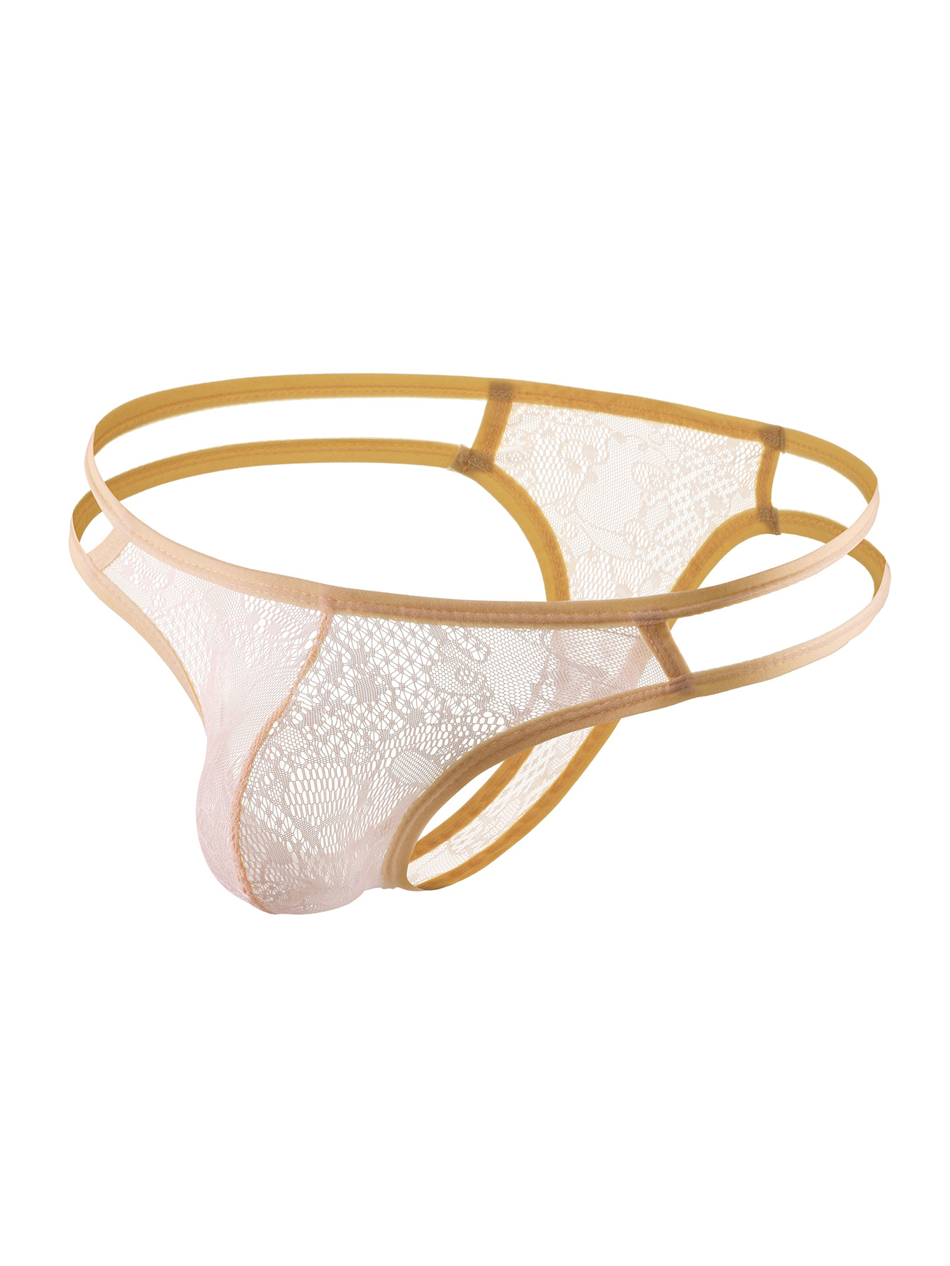 Seksualios vyriškos stringai su dvigubu diržu ir nėriniais_voghion.com