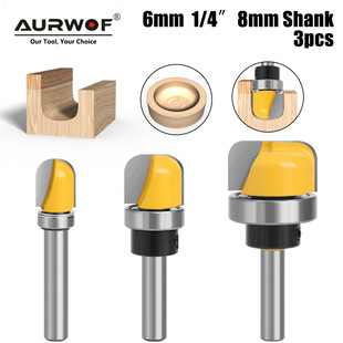 6/6.35/8mm 3-Piece Set of Bakelite Woodworking Router Bits, Round Bottom Linear Bits, Engraving Machine Keyhole Export Special