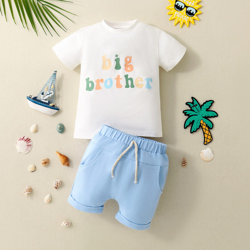 Baby and Toddler Unisex Big Sister/Brother Cotton T-Shirt and Shorts Set