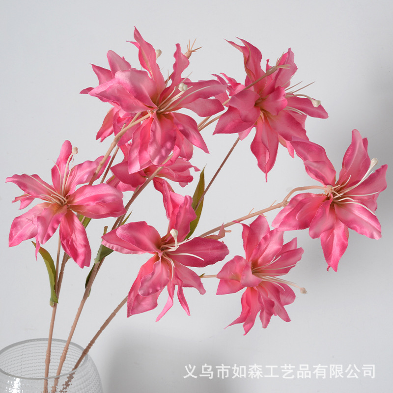 Flor artificial 3 lirios de tela de seda guía de boda decoración de la sala de estar del hogar flor artificial accesorios de tiro fábrica al por mayor