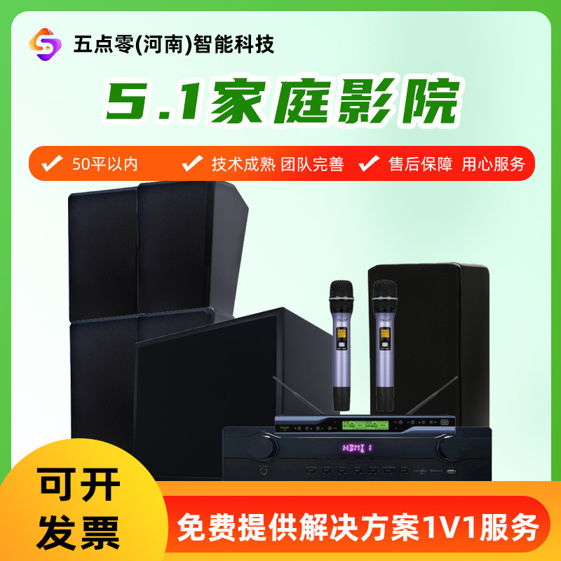 5.1 Home Theater Civilian 50W Speaker Karaoke Amplifier Wireless Handheld Microphone Audio System Equipment