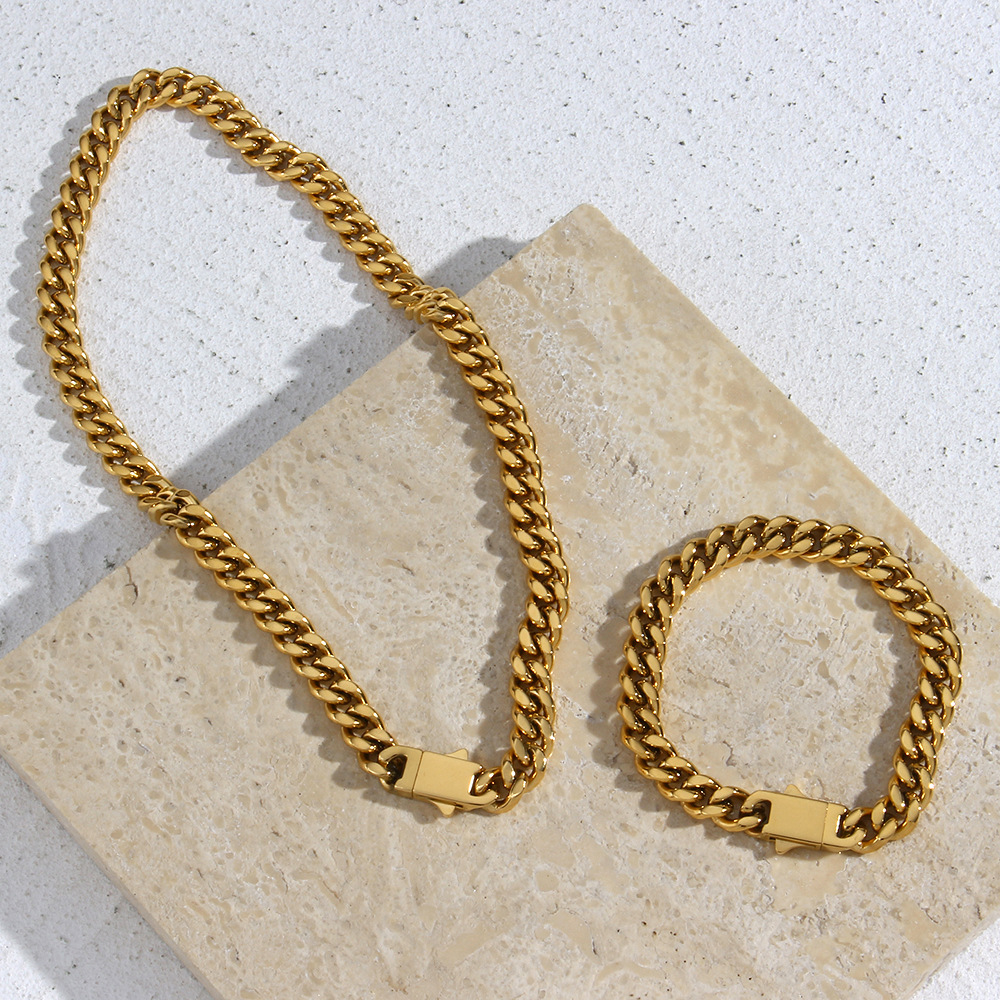 Fashion Solid Color Stainless Steel Plating Bracelets Necklace