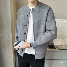 针织毛衣针织衫纯色针织开衫男士商务韩版衬衫山系长袖百搭休闲棉