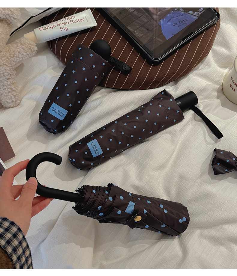 Polka Dot Sun Umbrella With Uv Protection For Sun And Rain Foldable_voghion.com