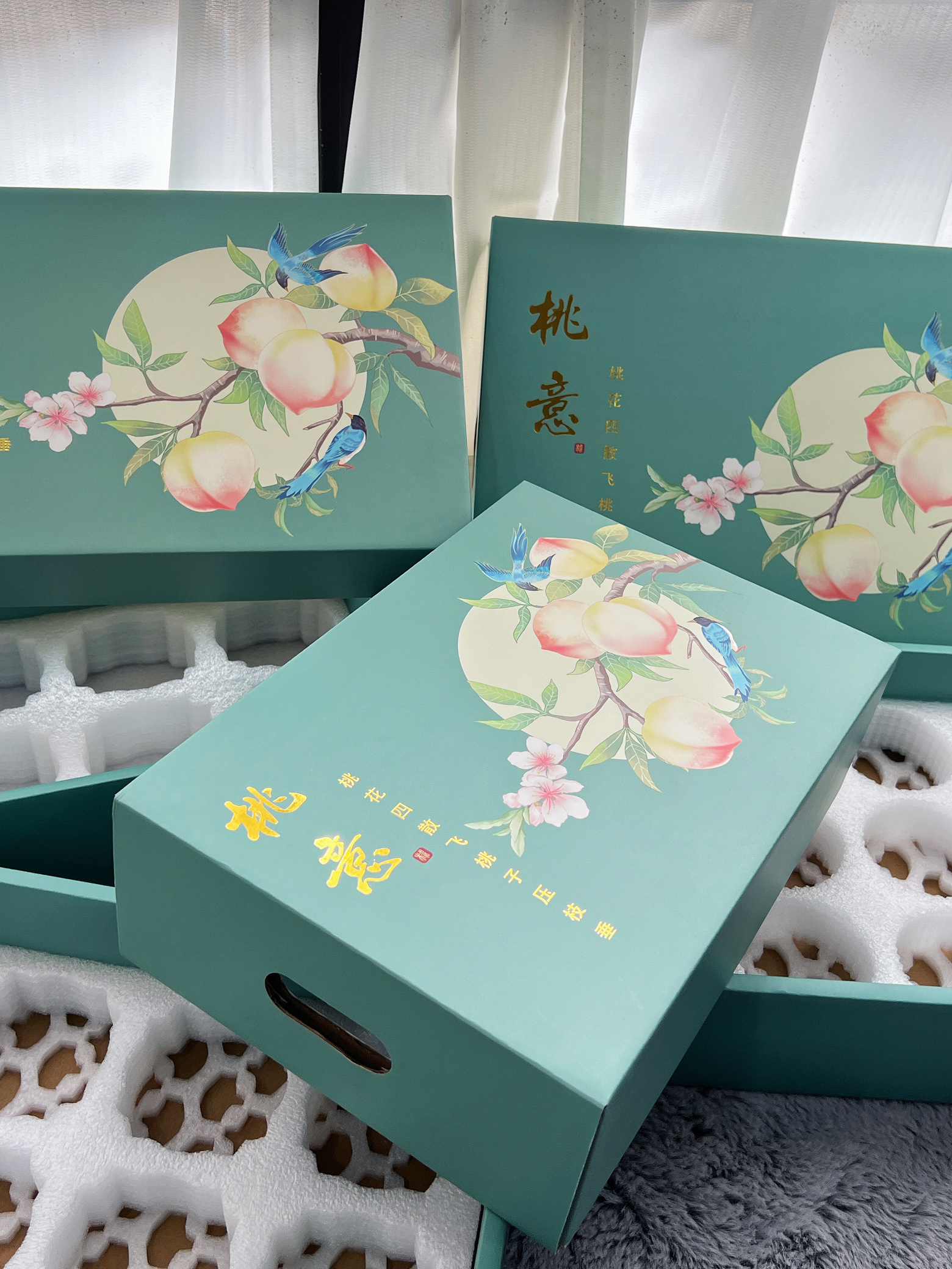 新款新中式桃子包装盒奉化水蜜桃阳山礼盒黄桃纸箱快递6个12个装