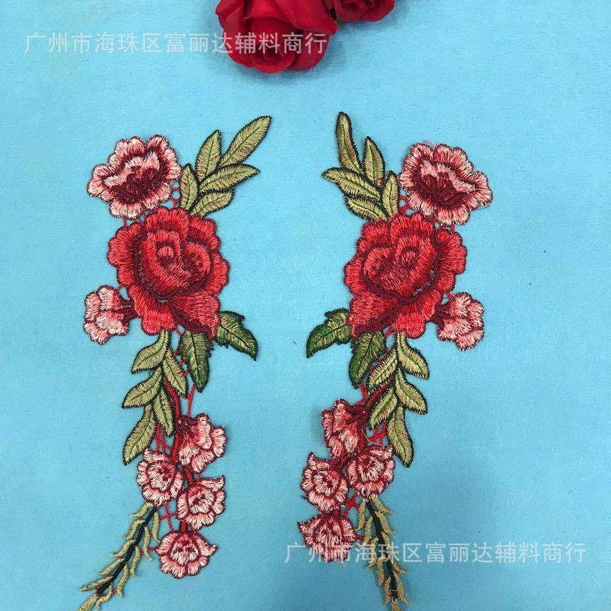 时尚服装辅料刺绣蕾丝花边 民族风水溶色线立体花DIY半成品贴花