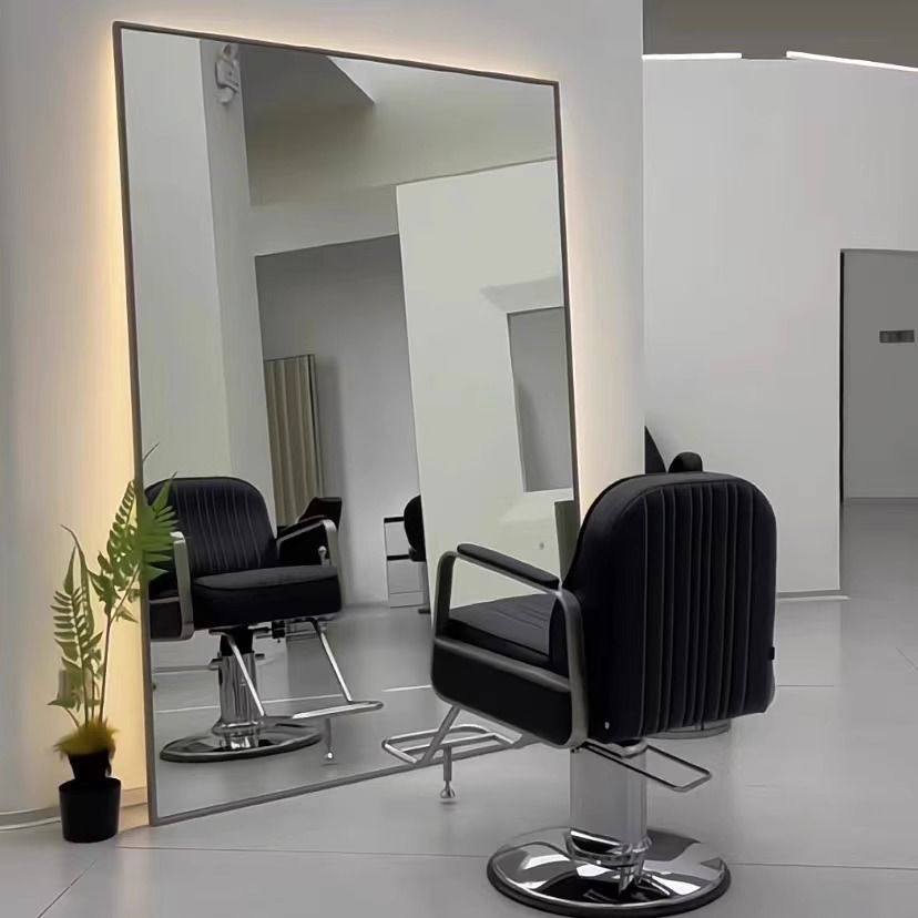 Espejo de peluquería con lámpara de línea para salón de peluquería, espejo de corte de pelo, espejo de pared, espejo de peluquería