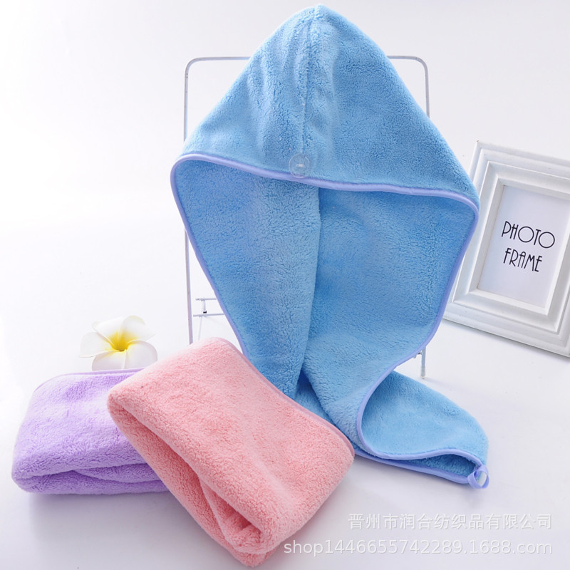 廠家直供幹發帽珊瑚絨、條紋、菠蘿格幹發帽包頭巾吸水好透氣