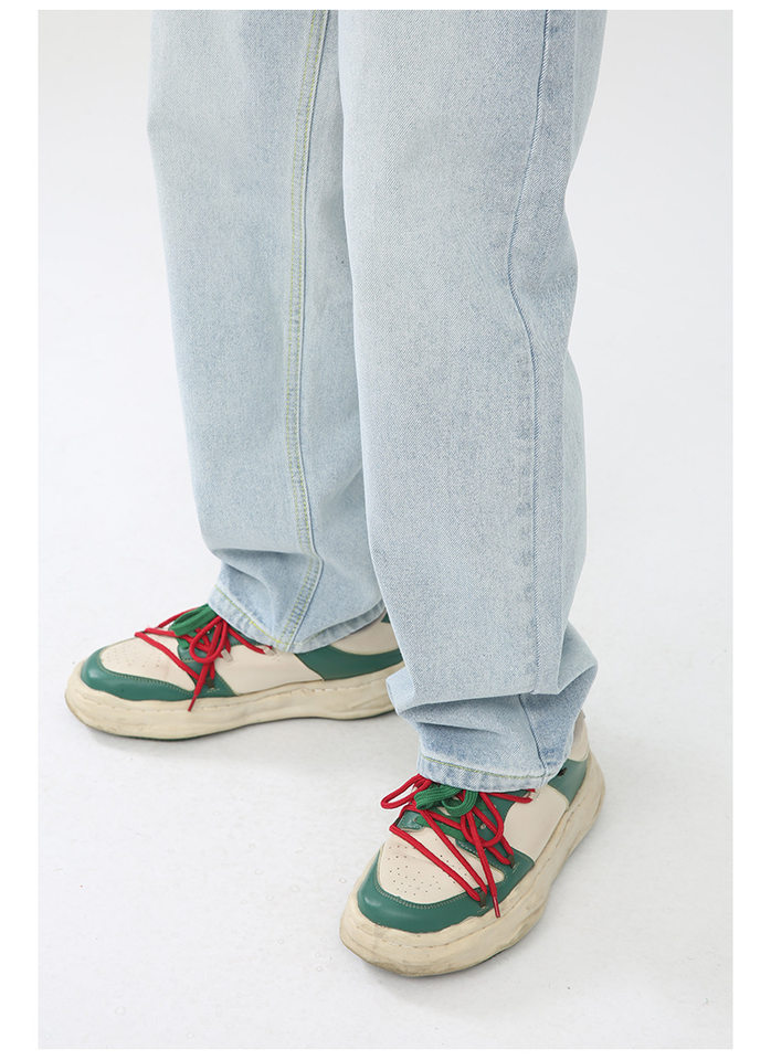Quần jean nam ống rộng phong cách Hàn Quốc, quần dài denim thoải mái dễ phối đồ — Màu trắng, Màu vàng bùn, Màu đen, Xanh denim chi tiết 21