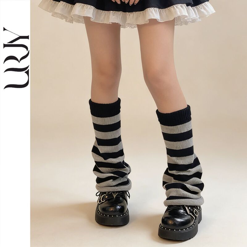 Wide-Leg Flared Socks, Striped Leg Warmers, Jk Socks, Slouch Socks, Spicy Girl Subculture, Knitted Slouch Socks, Calf Socks
