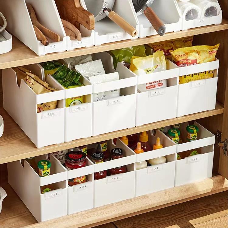 Japanese-style handle-equipped storage box, cabinet organizer basket, snack storage basket, cabinet pot and pan thickened plastic storage box