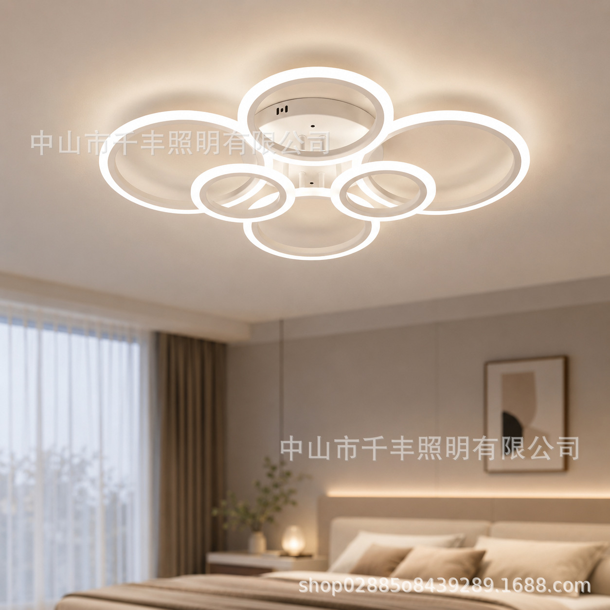 Nuevas luces de sala de estar LED transfronterizas luces de techo anulares atmosféricas modernas acrílicas lámparas de dormitorio de casa lámparas de comedor