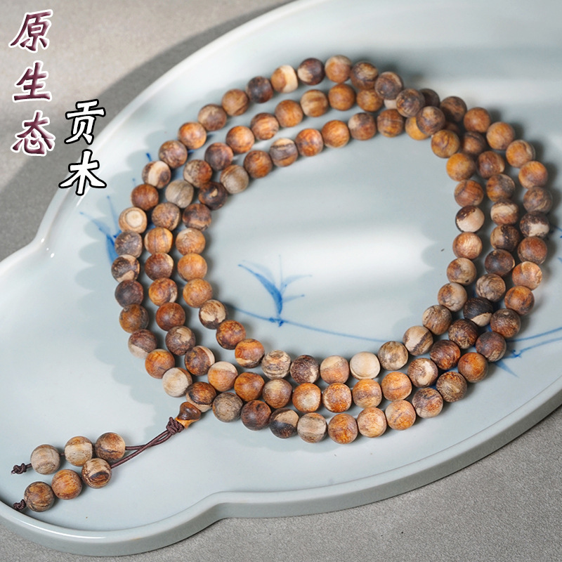 Original ecological tribute wood Buddha bead bracelet text play rosary log string no paint no wax play plate play men's and women's 108
