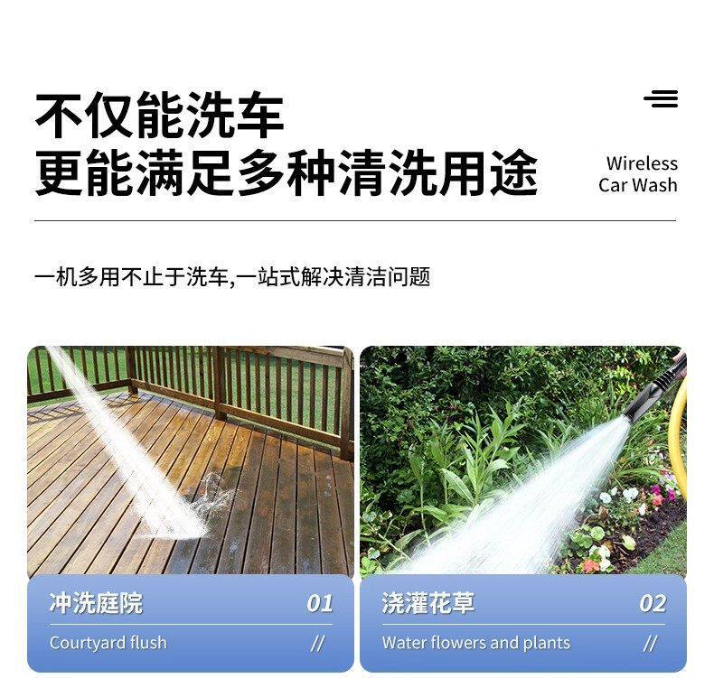 Wireless Lithium Battery Car Washing Machine, Household High-Pressure Water Gun, Portable Rechargeable Powerful Floor Scrubber, Ultra-High-Pressure Cleaning Machine Wholesale
