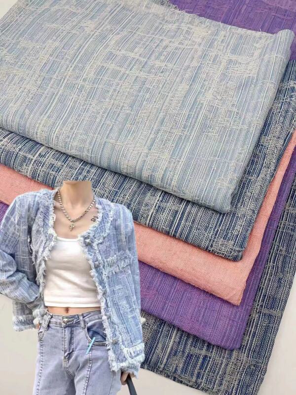 Jacquard Bamboo Washed Denim Fabric Clothing Bag Jacket Skirt Designer Fabric Manufacturer Wholesale Yarn-Dyed