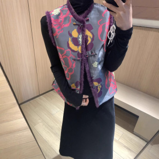 [Wang Yike] 24 Winter Italian New Chinese Style National Style Fur Edge Rich Style Vest Joker Retro Vest