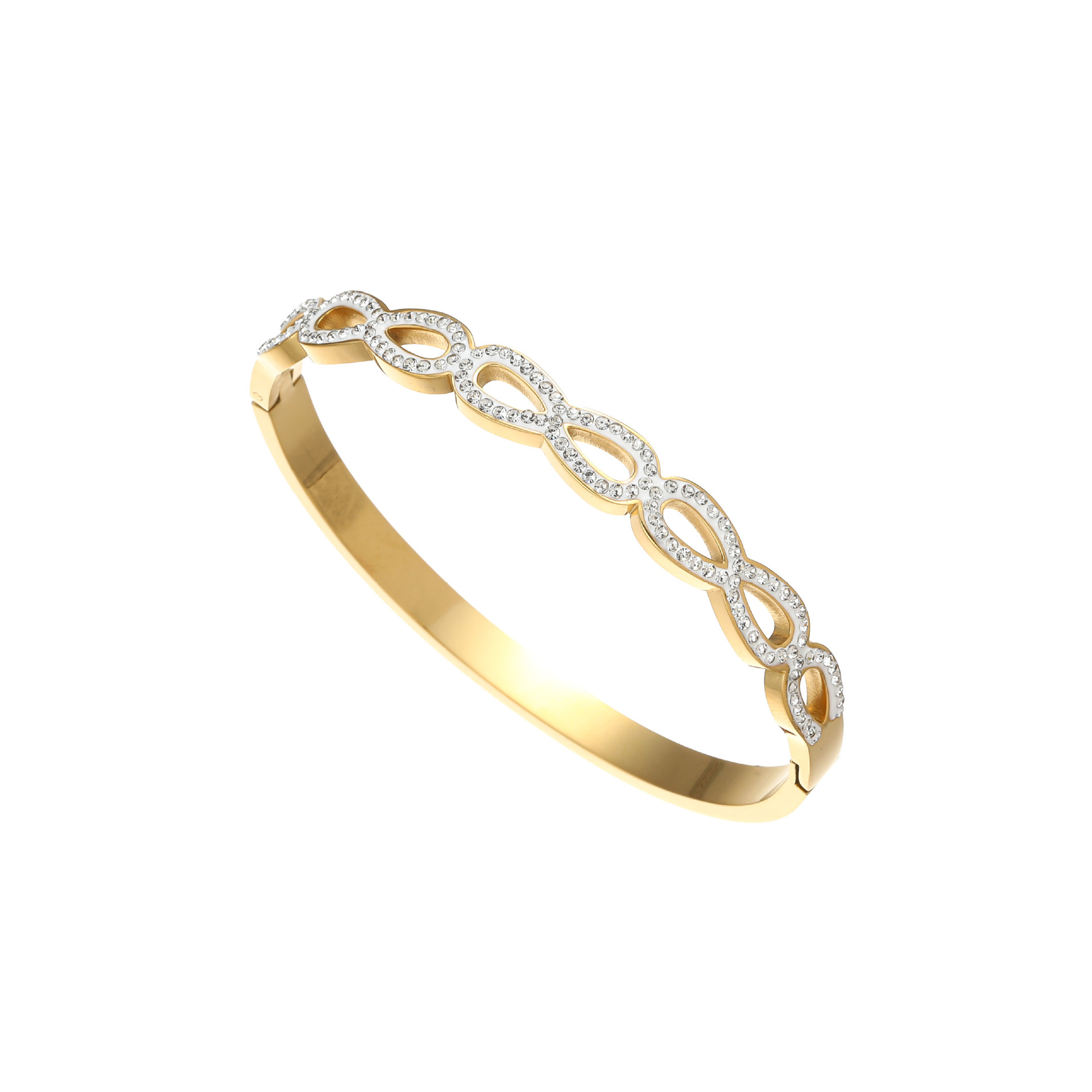 Diamond Encrusted Bracelet Stainless Steel Luxury Bangle For Women_voghion.com