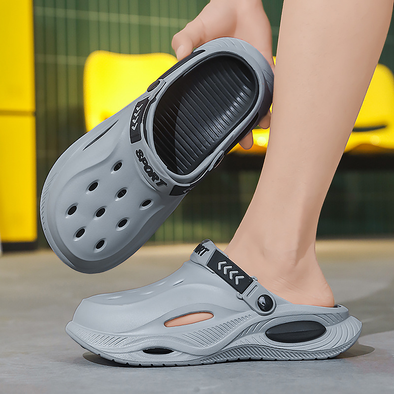 Zapatos de hombre 2025 verano nuevo estilo de los hombres zapatos con agujeros de boutique de dos desgaste fondo grueso al aire libre arena resistente al desgaste sandalias y zapatillas Baotou