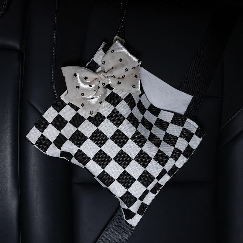 Car tissue box/set | Biqi Bixing Cute Car Tissue - black-white-spots-polka-dot-butterfly