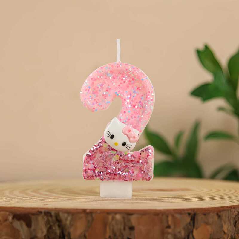 かわいいピンクの漫画の猫クリエイティブデジタルキャンドルケーキデコレーション誕生日キャンドルAmazon tuemホットセールアイテム|undefined
