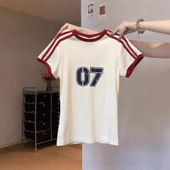 春夏2025新型上着越境アメリカ風ギャルは色を合わせて腰を収めてやせています。