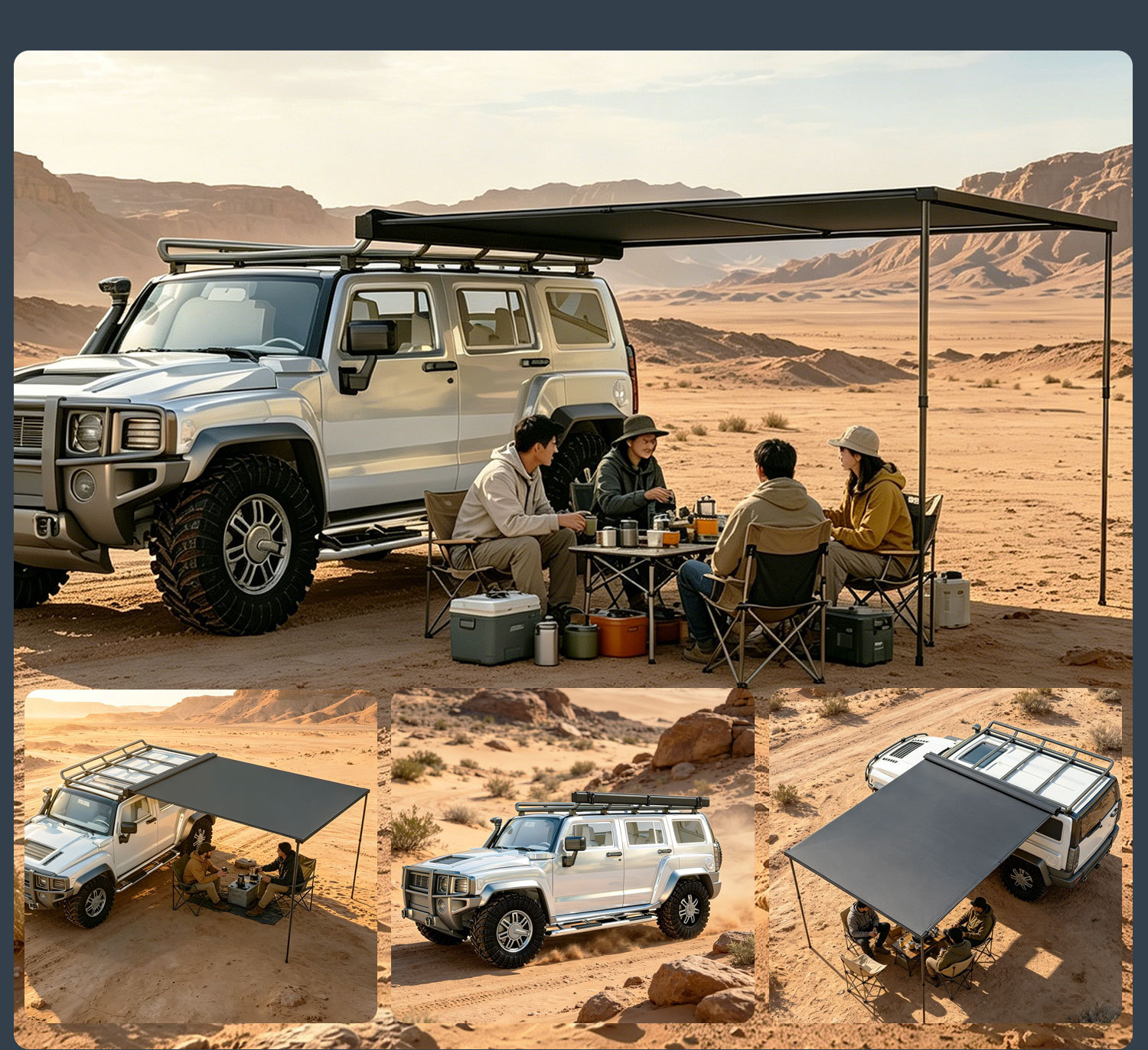Car Awning and Side Tent Manufacturer Direct Supply Aluminum Alloy Sunshade Canopy Car Side Tent Outdoor Side Modification