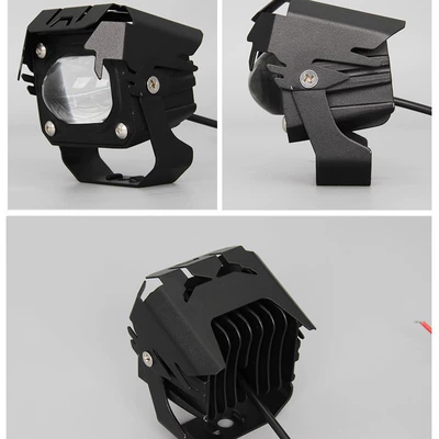 New cross-border wide-voltage motorcycle spotlight, square single-eye LED waterproof external headlight, integrated far and near light, yellow and white front light